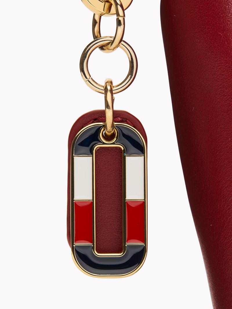 Női Tommy Hilfiger Bőr Clutch with Széles Cipő Fur Pántos Kártyatartó Piros | HU 649FDN